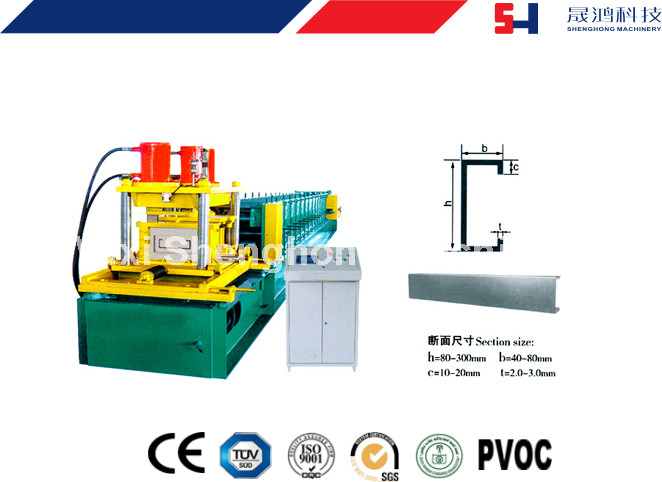 Automatic Cutting C Purlin Roll Forming Machine With Non - Stop Shearing Device